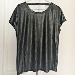 Victoria's Secret Sport Black Gold Shimmer Glitter Cutout Back Gym Top Small